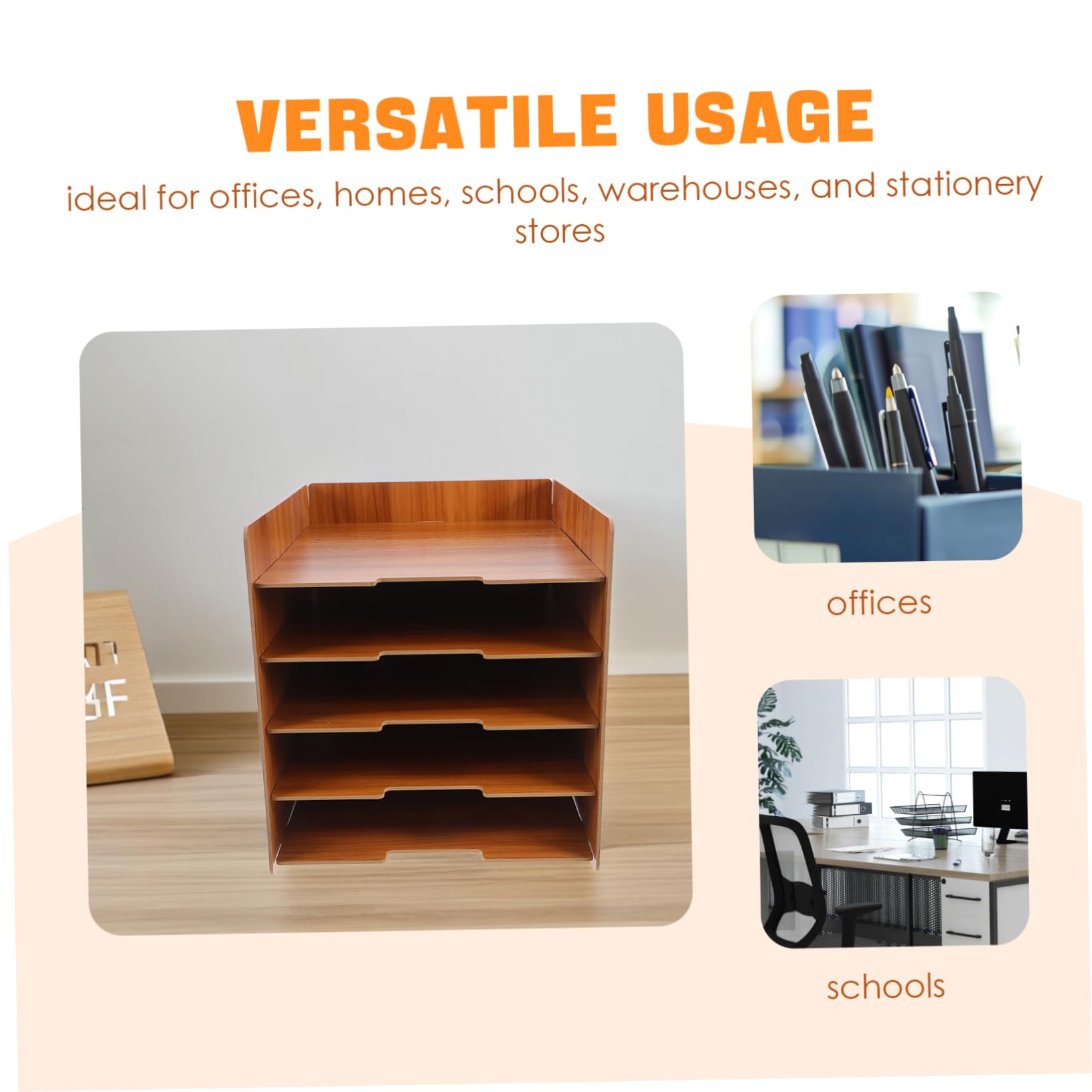 Organizzatore File da Scrivania Multistrato in Legno Marrone | Struttura Robusta, Montaggio Semplice, Stile Moderno, Adatto a Cartoleria e Magazzino