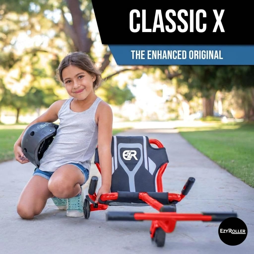 EzyRoller Classic X veicolo per bambini da 4 a 14 anni triciclo trike scooter a tre ruote veicolo divertente a tre ruote (rosso)