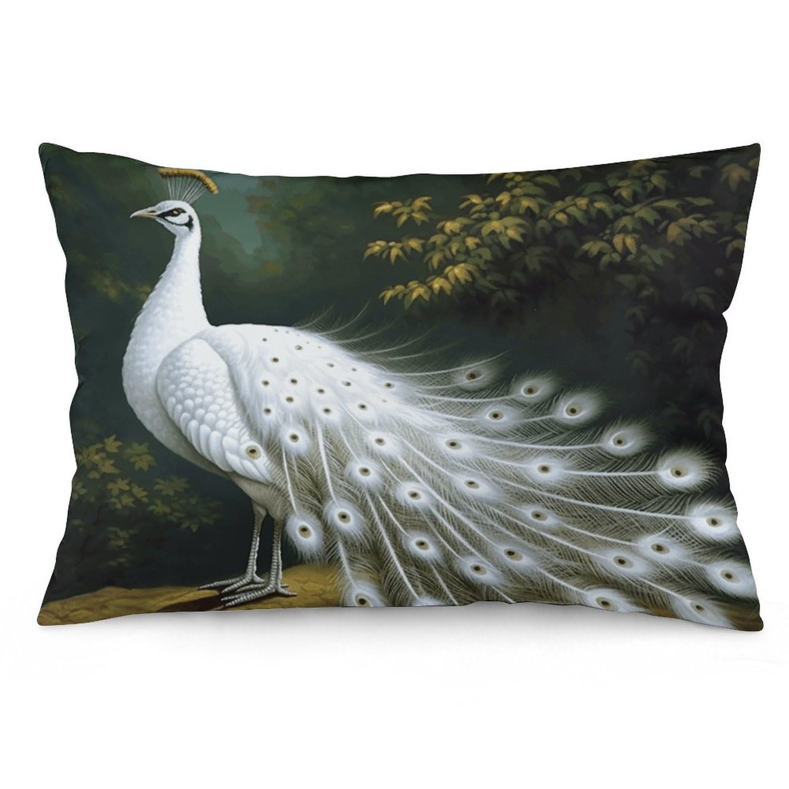 2 Pack Pillow Cases for Hair and Skin, Soft Breathable Pillow Case Covers with Hidden Zipper, White Peacock Pillowcase 20"x30" Pillow Covers for Sleeping Gift