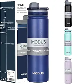 Garrafa Térmica - 750ml, Parede Dupla de Isolamento 24horas Gelado, Tampa Rosca De Segurança, Anti Vazamento, BPA Free (Azul)