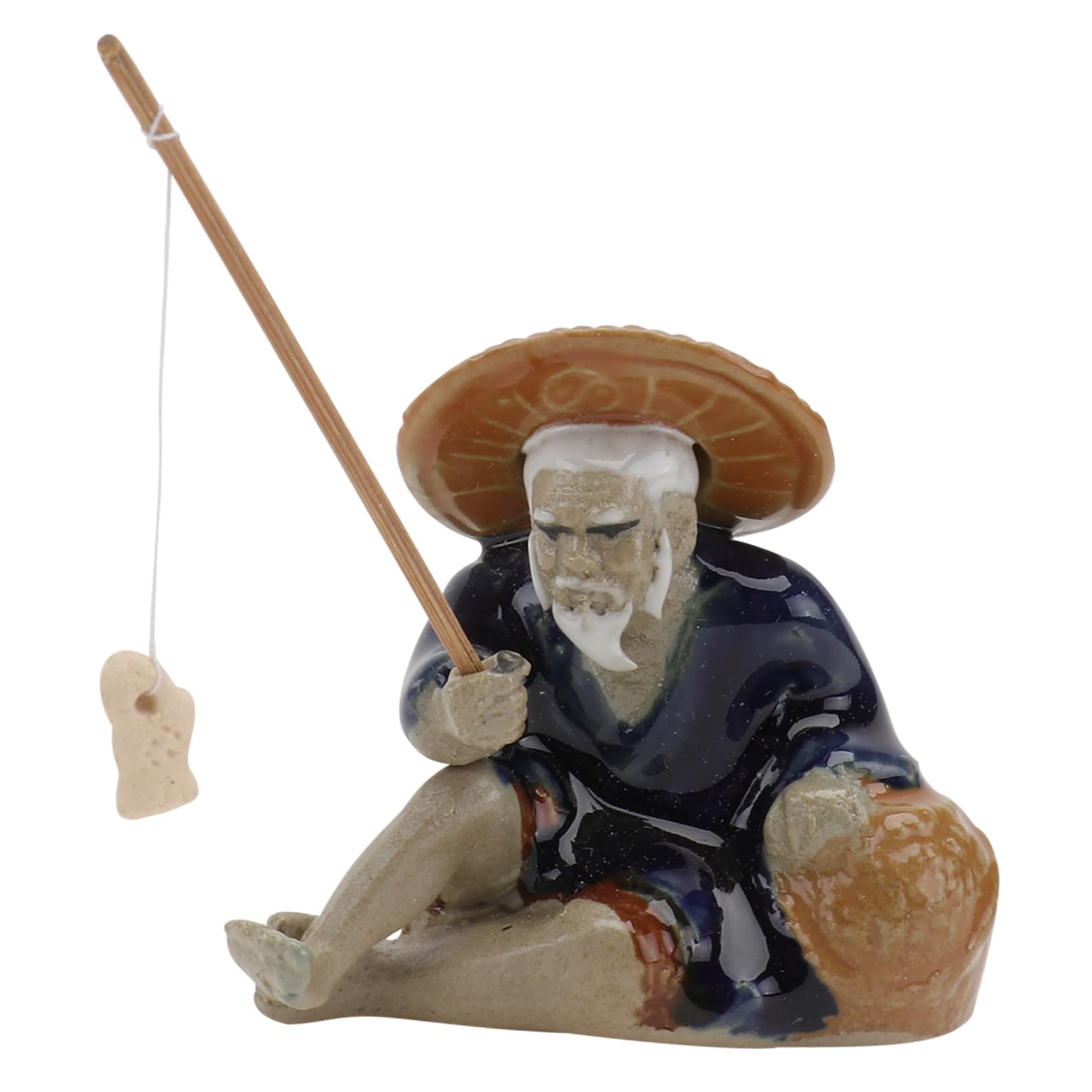 Abaodam Ceramic Fisherman Figure Ornament for Fish Tank, Japanese Fishing Figures Style, Easy to Clean Lightweight Decor for Aquarium Ornaments