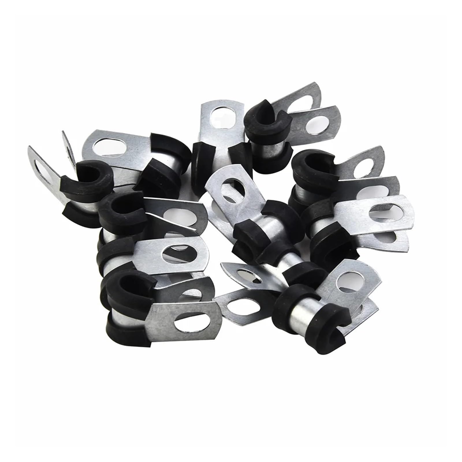 Pipe clamp 12x Car Metal P Clip Rubber Lined Wiring Hose Pipe Clamp 3/16" Brake Gas Line Fixing