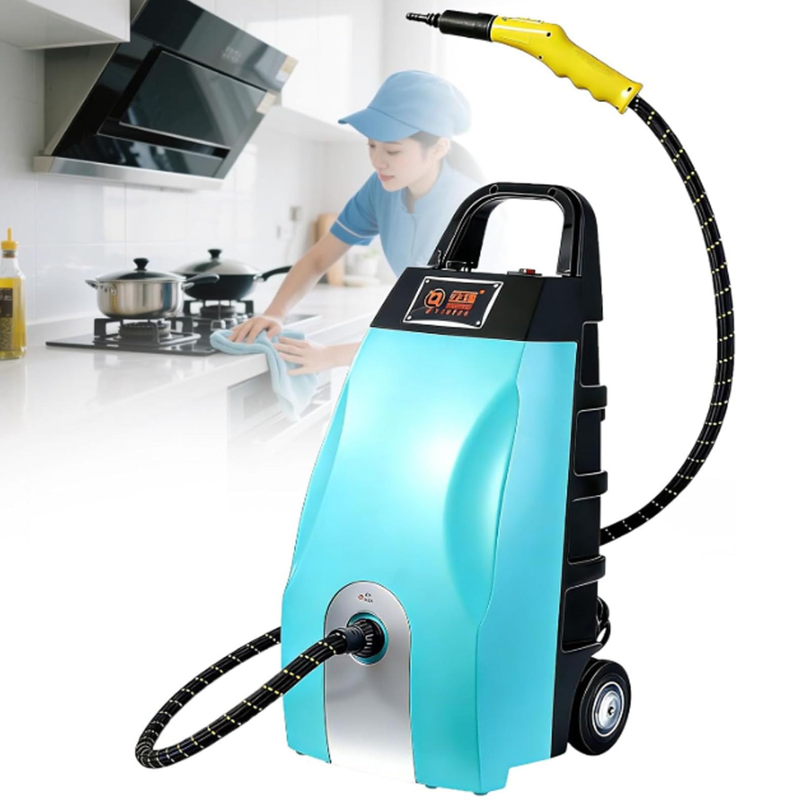 Commercial Steam Cleaner, 3.5L Tank, 3000W Heavy Duty 230°F High Temp Steam for Restaurant Kitchen, Lightweight Steamer Multi-Purpose High Temp Steam Washe, Used for car & Kitchen Cleaning Blue