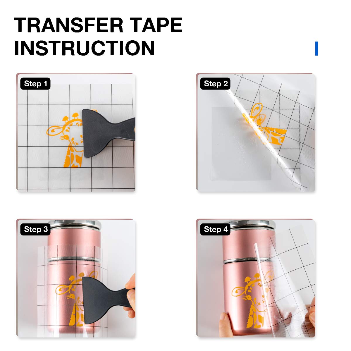 Transfer Tape for Vinyl - 12” x 65FT with Grid Clear Vinyl Transfer Tape Roll for Adhesive Vinyl, Perfect for Cricut, Silhouette Cameo by JANDPACKAGING