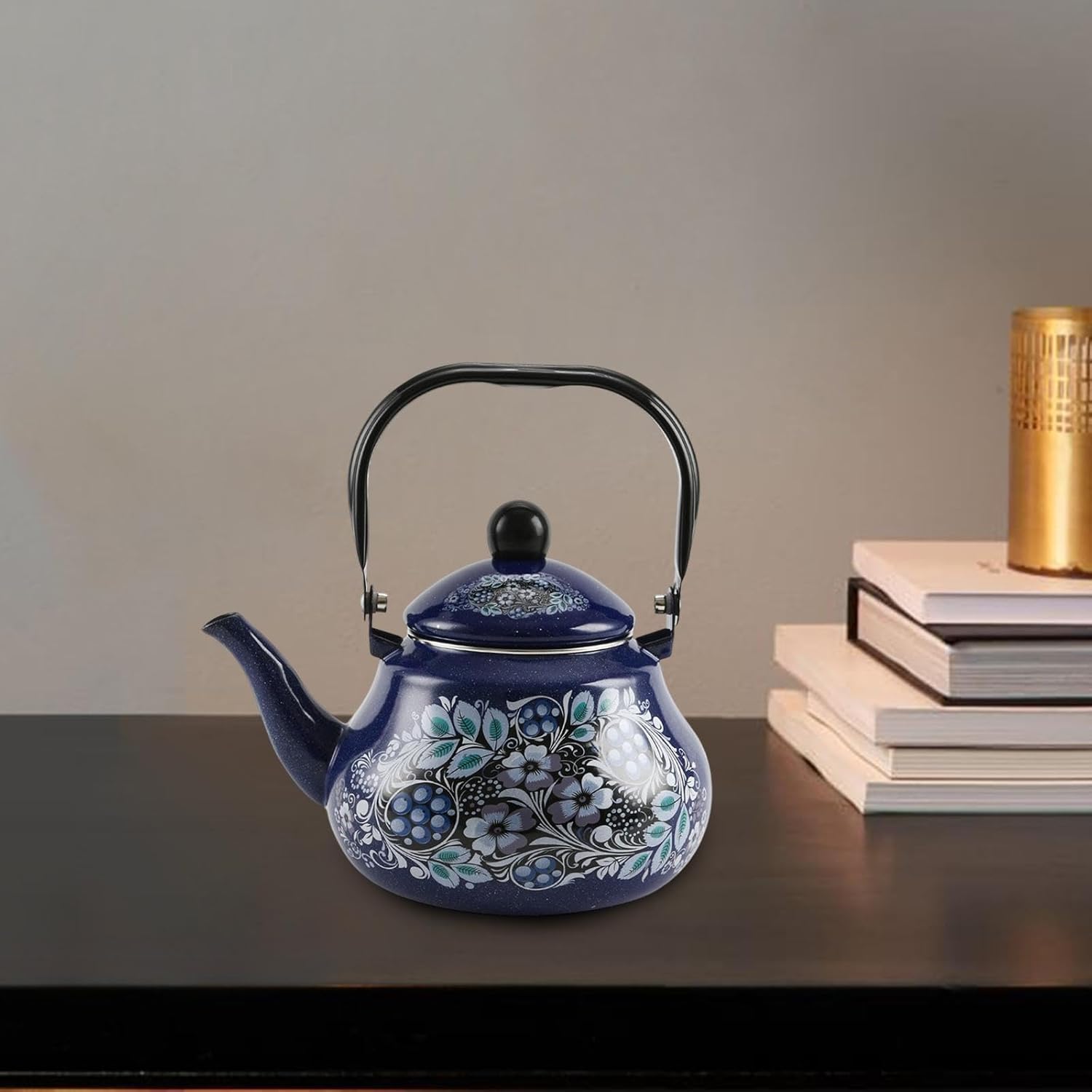 Enamel Tea Kettle Teapot Water Milk Warmer Multiuse Water Kettle Enamel Teapot for Party Household Office Cold Water, 2.5L