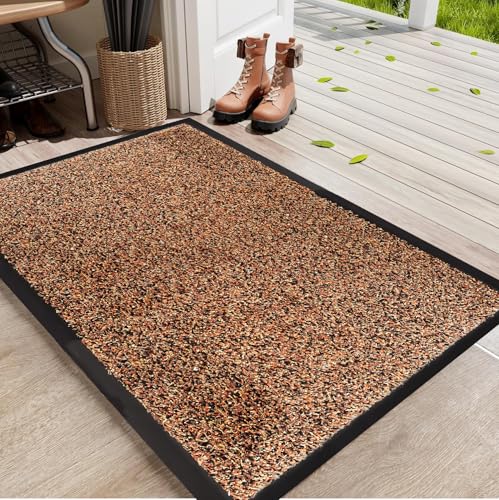 GULLAMBO Door Mat for Indoor & Outdoor - Washable, Non-Slip, Dirt Trapper Super Absorbent - 60x90cm (Gold)