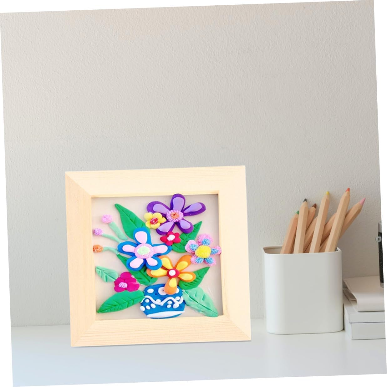 Cabilock 5pcs 12x12cm Wooden Painting Frames for DIY Clay Art Projects, Pine Wood Blank Photo Frames for Boy Girl Artwork Display and Craft Decoration
