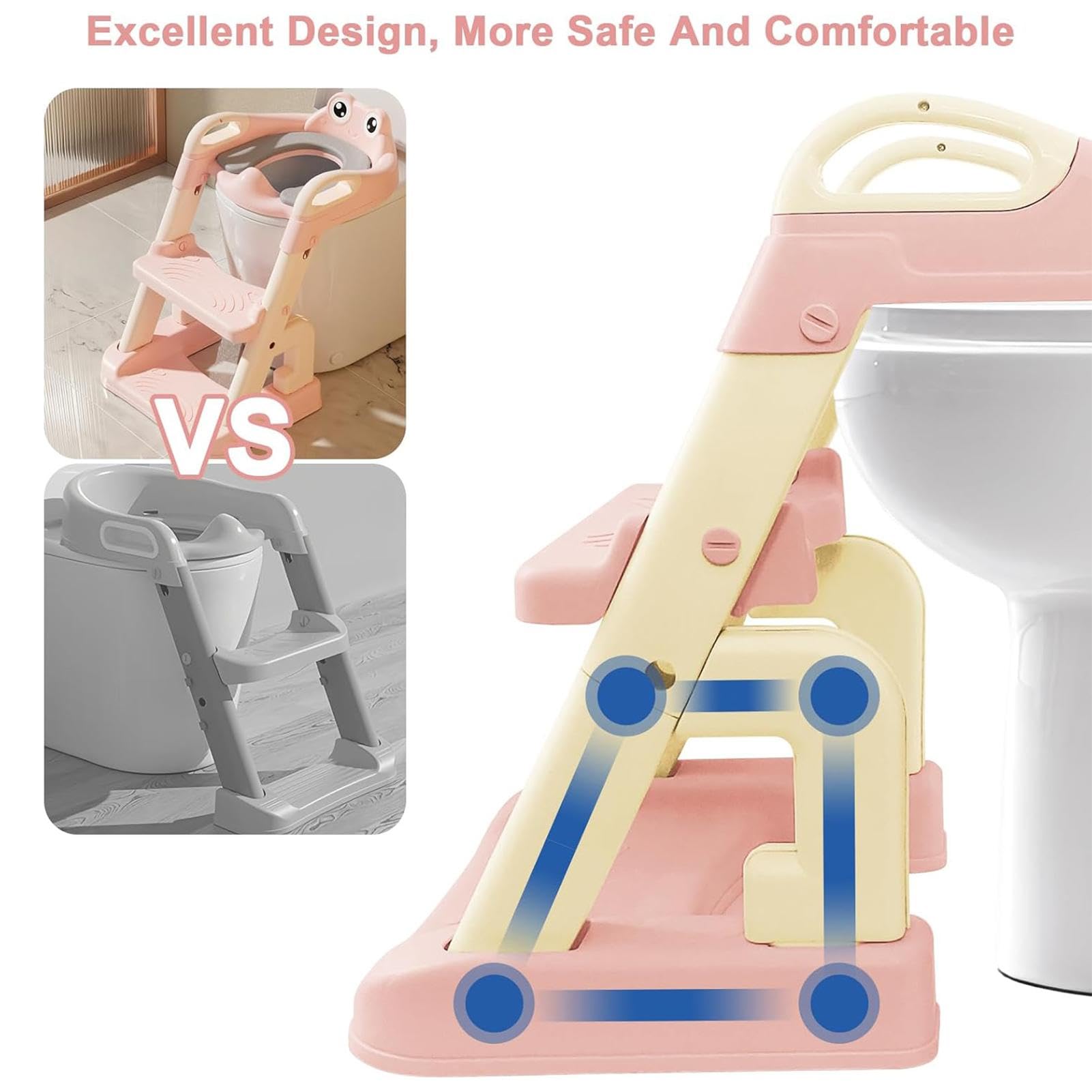 Asiento de entrenamiento para ir al baño con escalera, silla plegable para