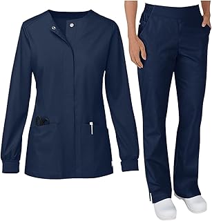 LNNXSZ Pijama de enfermeira mulher conjunto de uniforme de enfermeira com decote em V e manga comprida para salão de beleza, cuidados com a pele, SPA, médico e lavagem à mão elástica.