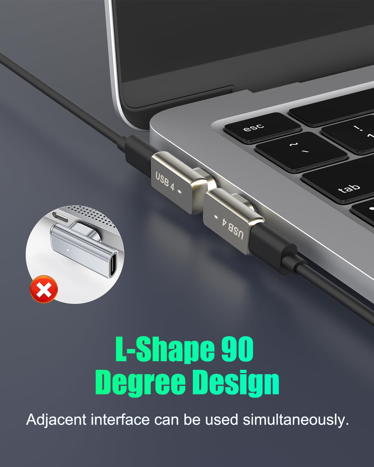 Adattatore Magnetico USB-C IVIVTOR A 90° Con Ricarica Fino A 240W E Trasferimento Dati 80Gbps, 24 Pin, Per Notebook, Tablet E Smartphone – Nero