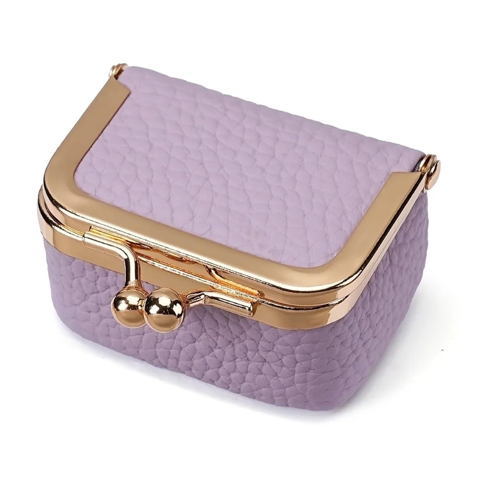 Monedero de Cuero Genuino con Cierre de Beso, Bolso Cuadrado de Cuero de Color sólido for joyería, Mini Bolso Multifuncional for artículos pequeños