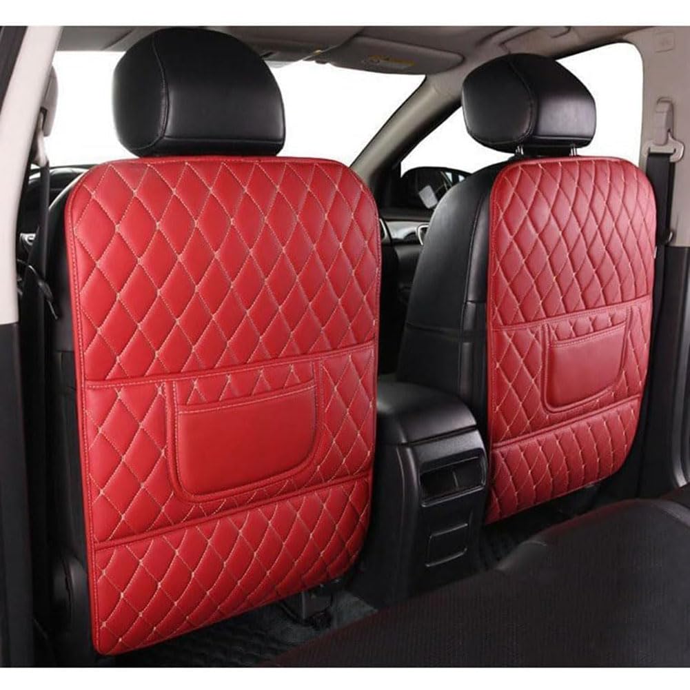 2 Uds Almohadilla Antipatadas para Coche para Alfa GT/Mito/Spider/Stelvio/Tonale, Cuero Almohadilla Antipatadas para Delantero Respaldo con Bolsillo Accesorios,H