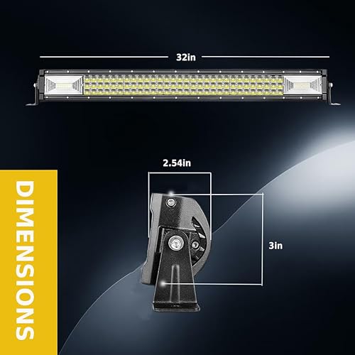 Miniatura 2 de YONQIFON Barra de luz LED de 32 pulgadas, impermeable, luz de trabajo todoterreno, luz de inundación para Jeep Wrangler, 4Runner, camión, ATV, UTV,