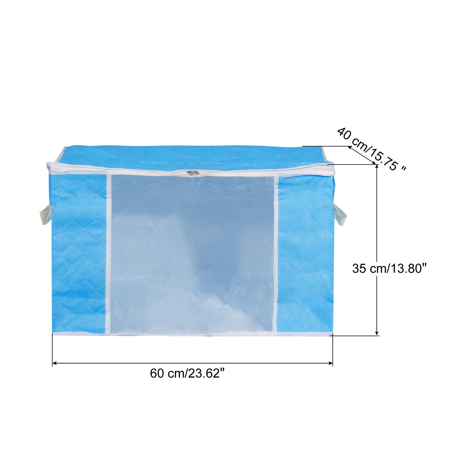 QUARKZMAN Vestiti Conservazione Borsa 3pz Pieghevole Conservazione Cestini per Vestiti Piumini Conservazione Borse con Rinforzato Maniglia Robusto Cerniera Armadio Organizzatore -Cielo Blu