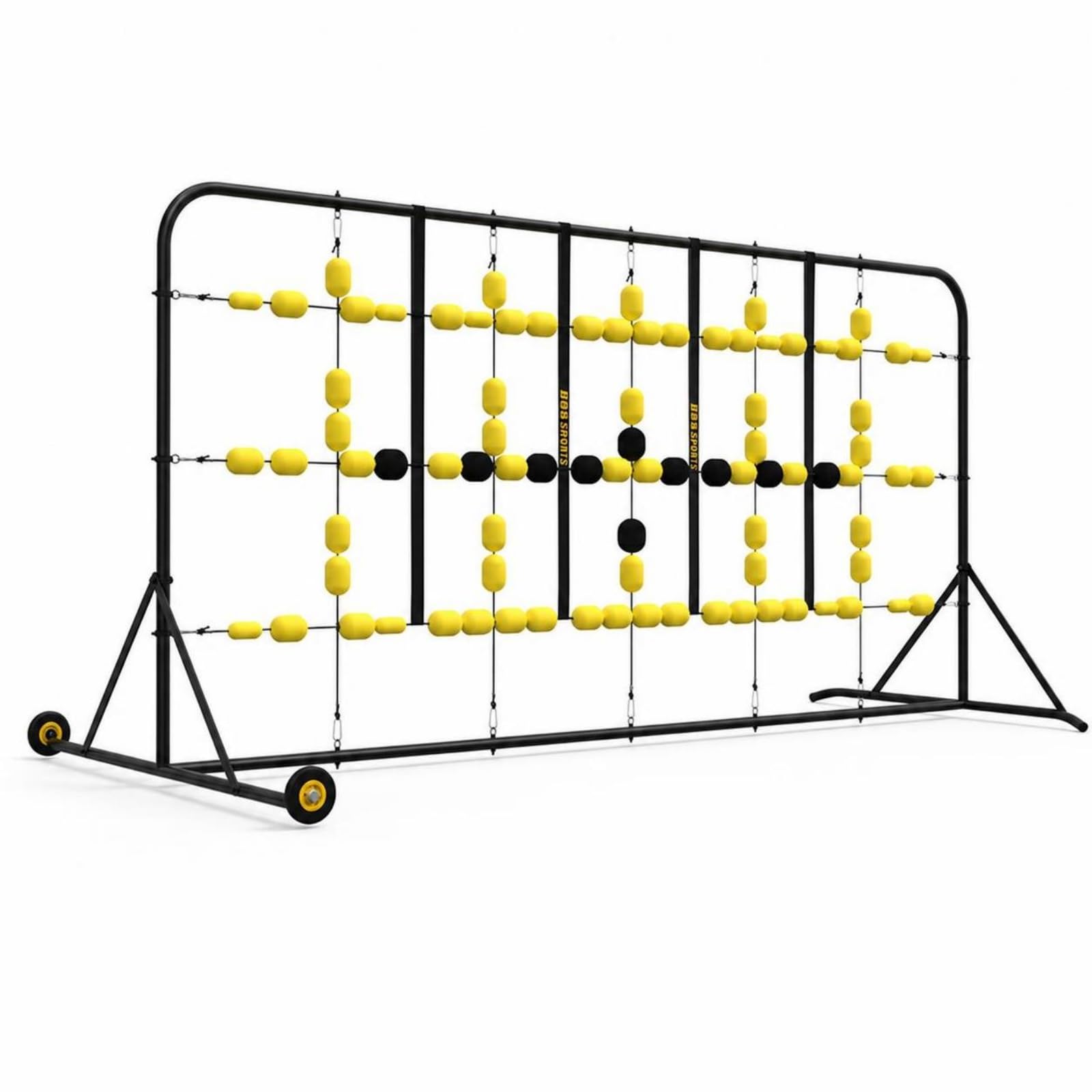 Goalie Training Rebounder Rete Calcio Telaio Allenamento Portiere Struttura Autoportante Rete Tensionata Mobilità con Ruote Materiale Acciaio Eva