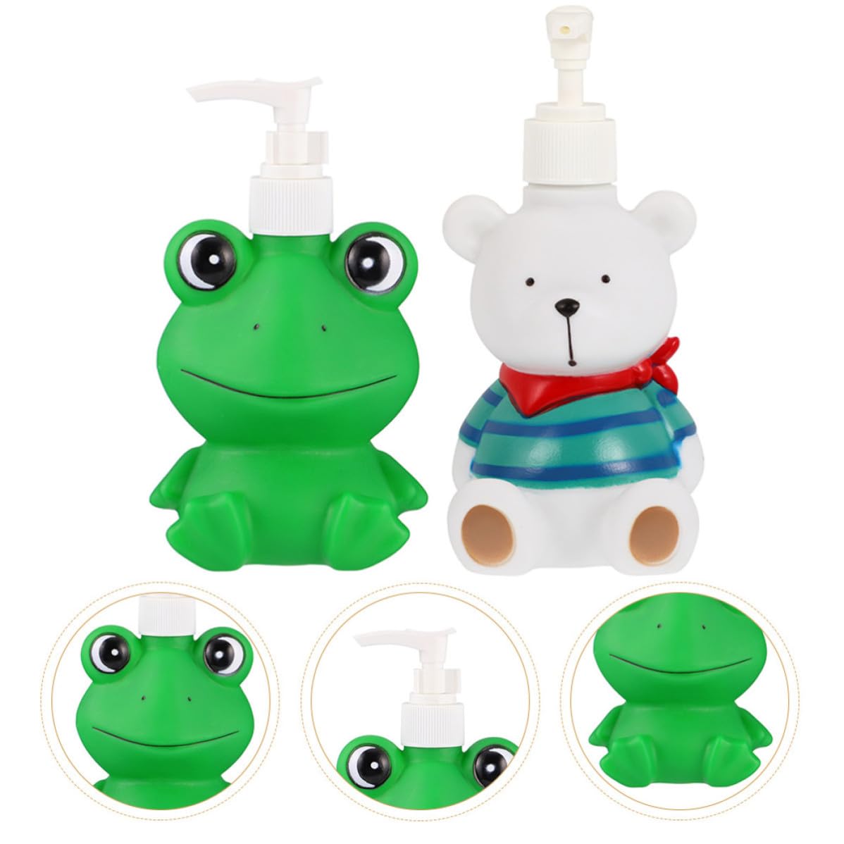 Dispenser di Liquido per Cucina e Bagno 300ml, Set 2 Pezzi Flaconi Pompa a Pressione, Bottiglie Cartoon Ermetiche per Shampoo, Lozione e Bagnoschiuma, per Viaggi e Uso Quotidiano
