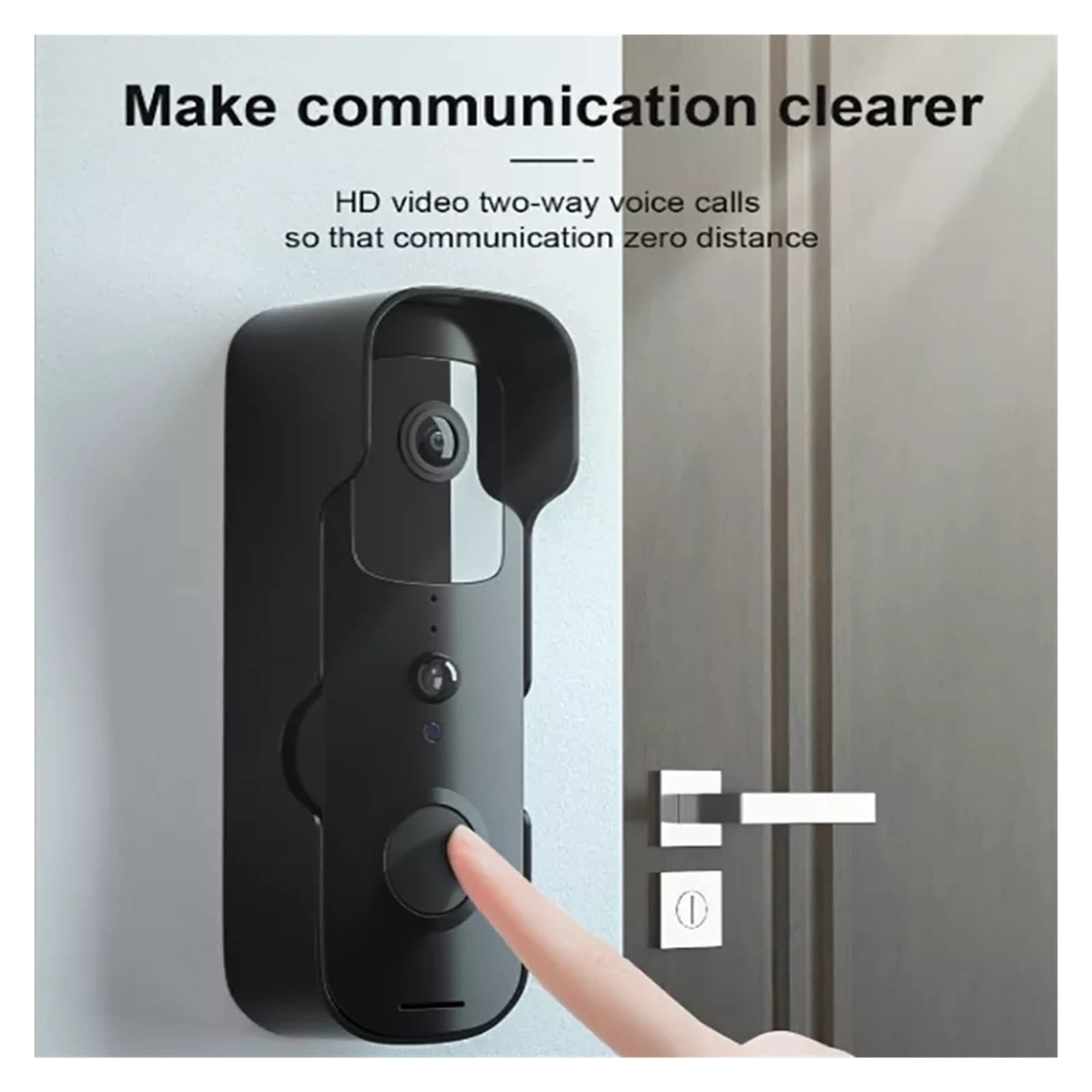 Tuya Smart Home wideodomofon zewnętrzny bezprzewodowy dzwonek do drzwi wodoodporna bateria domofon z głośnikiem kamera telefoniczna(Nero)