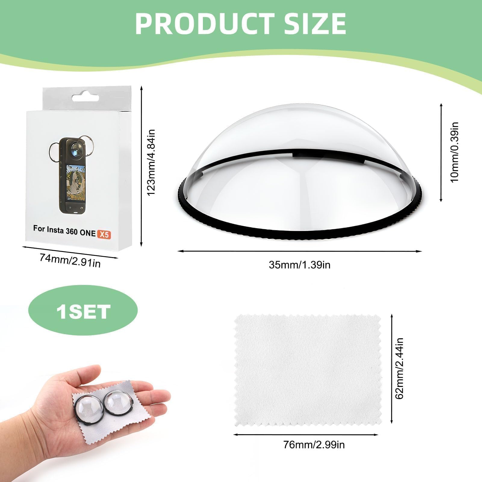 Set da 2 Protezione Lenti Compatibile con Insta360 X5, in PC ad Alta Trasparenza, Accessori per Insta360 X5, Antigraffio Antiurto, Coprilente Facile da Installare