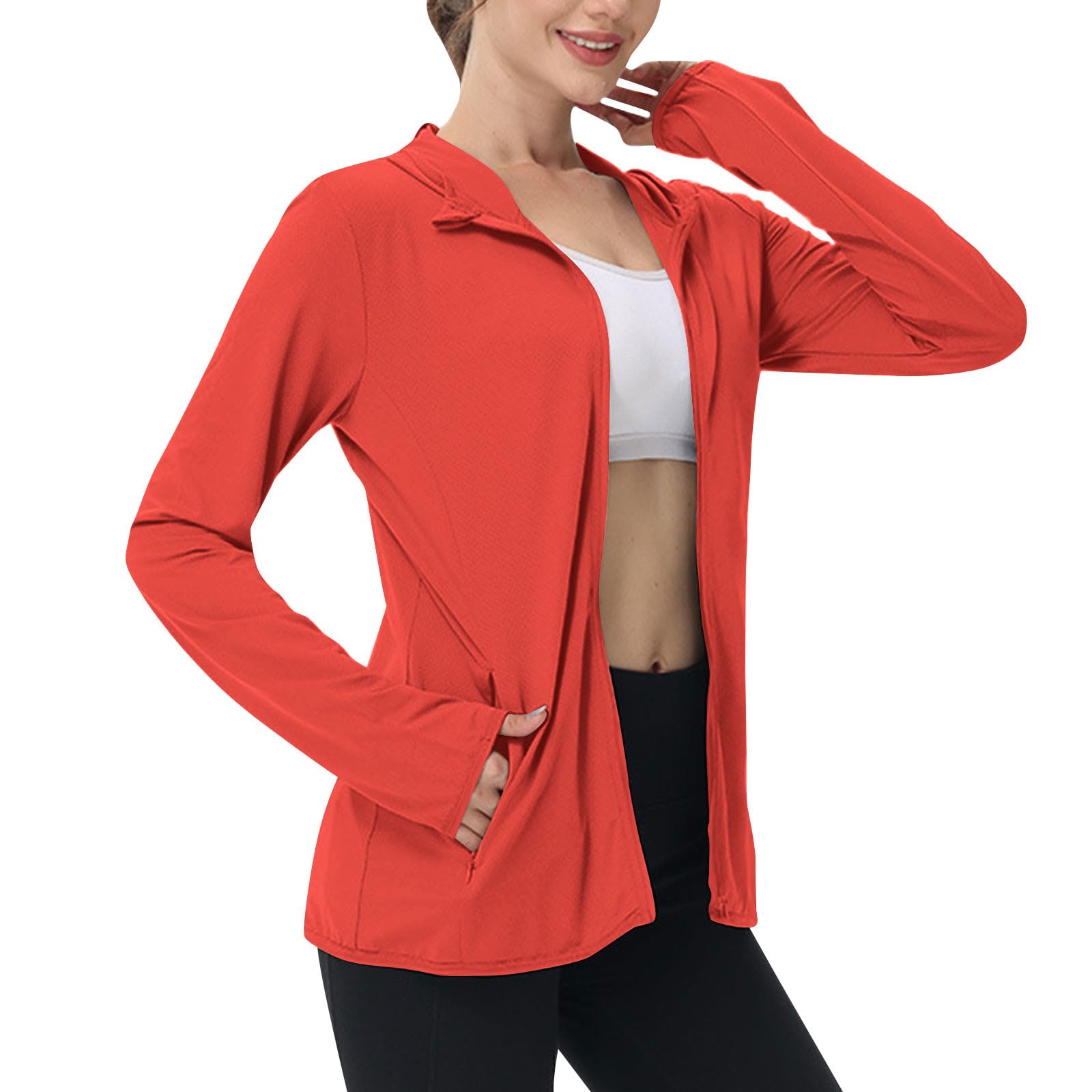 Sun Jacket for Women UPF 50+ Lightweight Athletic Jacket Sun Protection Full Zip Hoodies Shirts Hiking Outdoor Pockets — view 29