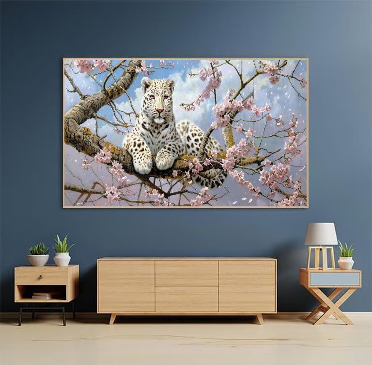 Diamant painting arbre léopard 5D kit mosaïque strass 50x100