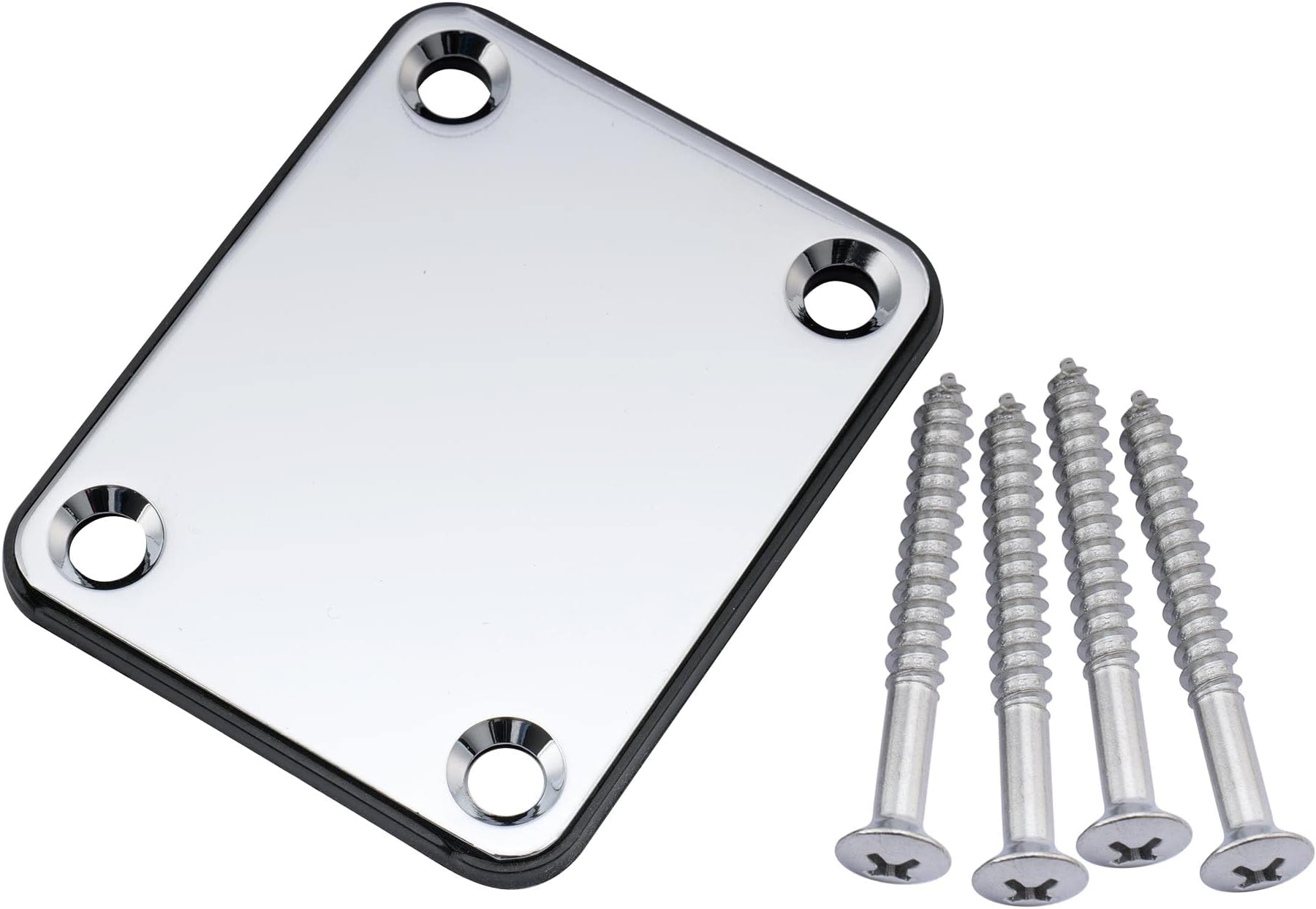 Musiclily 4 Hole Guitar Neck Plate,Chrome