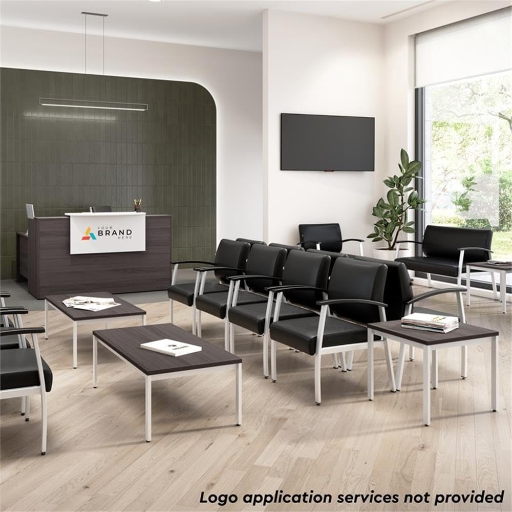 Bush Business Furniture Arrive 60W x 72D L Shaped Reception Desk with Shelf and Mobile File Cabinet in Storm Gray, Modern Receptionist Station for Office Waiting Room