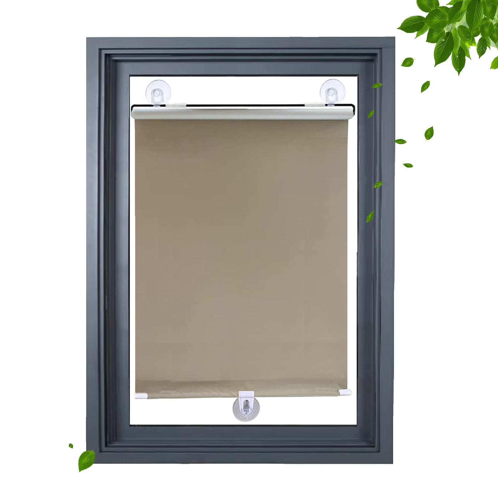 Bbauer Gold Suction Cup Roller Blinds, Sunscreen Blackout Retractable Roller Shades, Non-Drilled Roller Blinds, For Windows/Gold/72 * 125Cm/28 * 49In