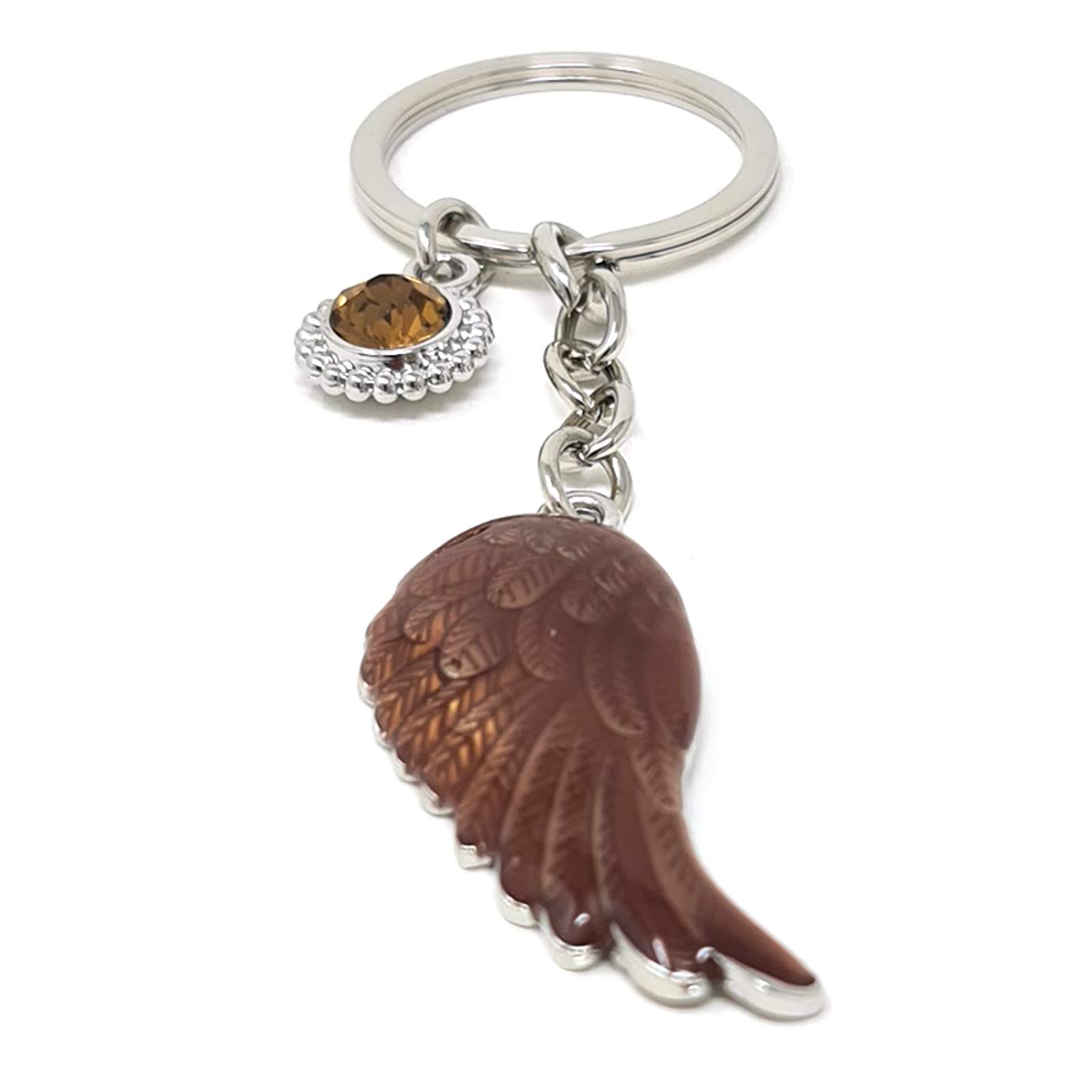 The Leonardo Collection Guardian Angel Wing Birthstone Keyring Birthday Month Gemstone (November)