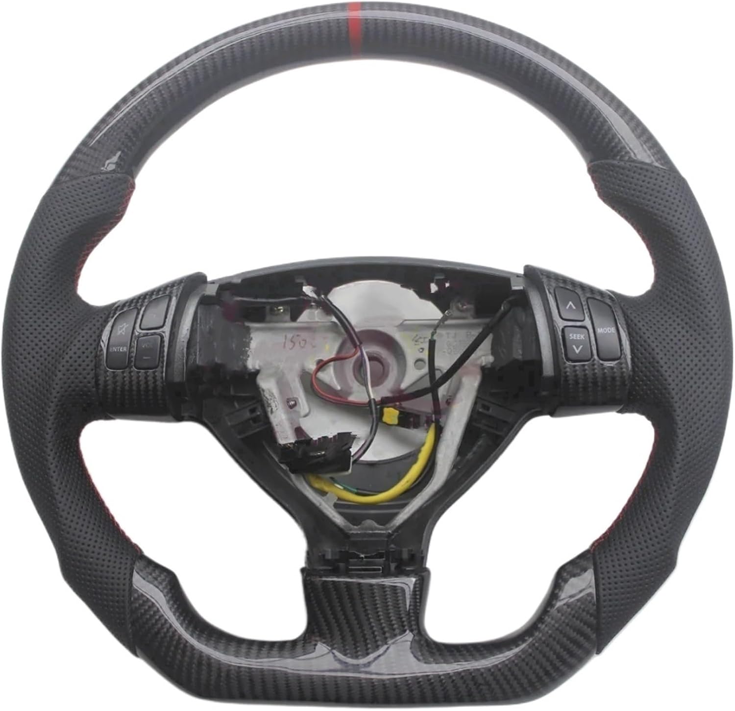 Replacement For Suzuki Swift 2007-2016 Leather Carbon Fiber Steering Wheel Car Accessories(With Button)