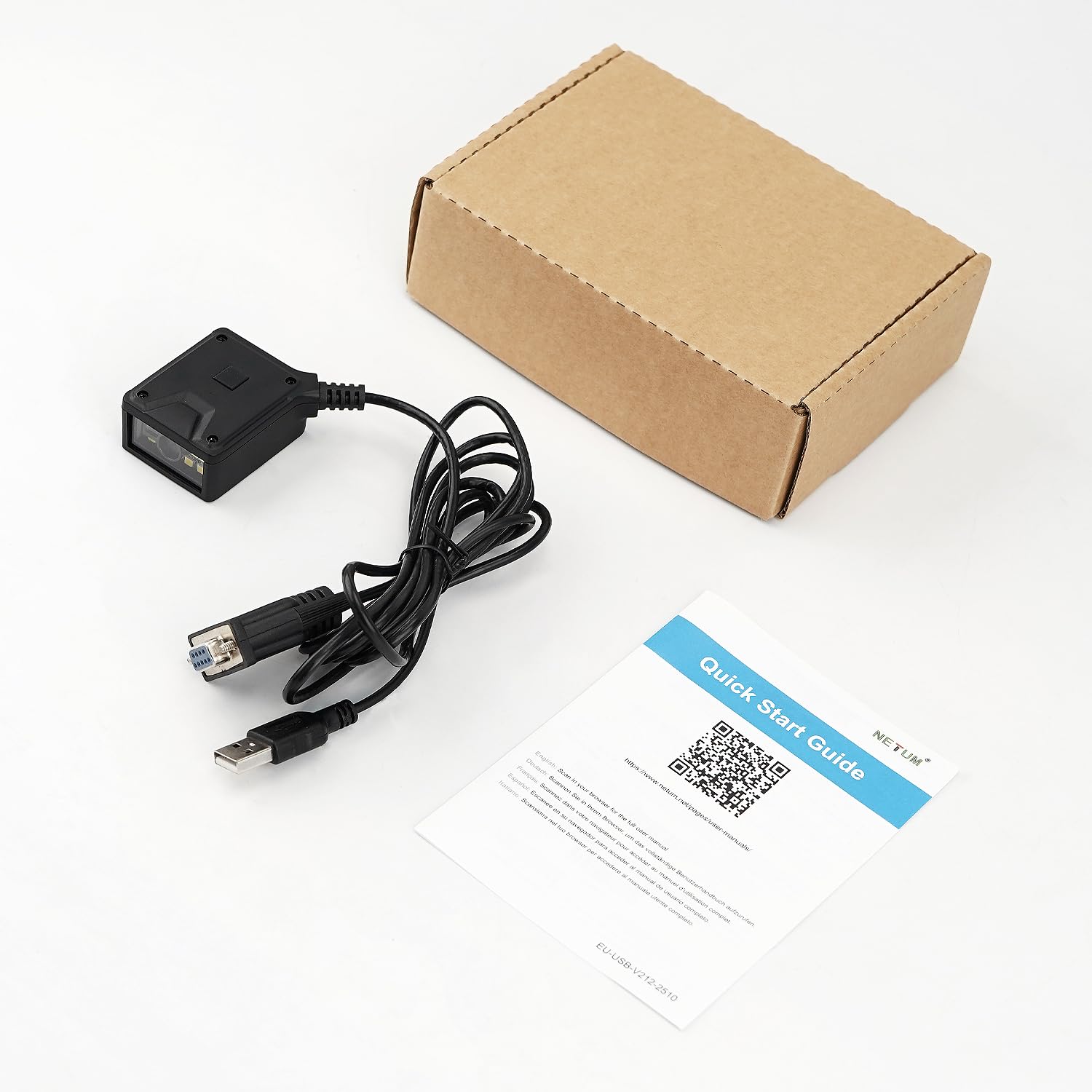 NetumScan RS232 - Scanner di codici a barre cablato per codici 1D/2D industriali POS | Legge PDF417/QR/DataMatrix, compatibile con Windows, Mac, Linux, per convogliatore, magazzino, logistica e cassa NS-91(RS232)