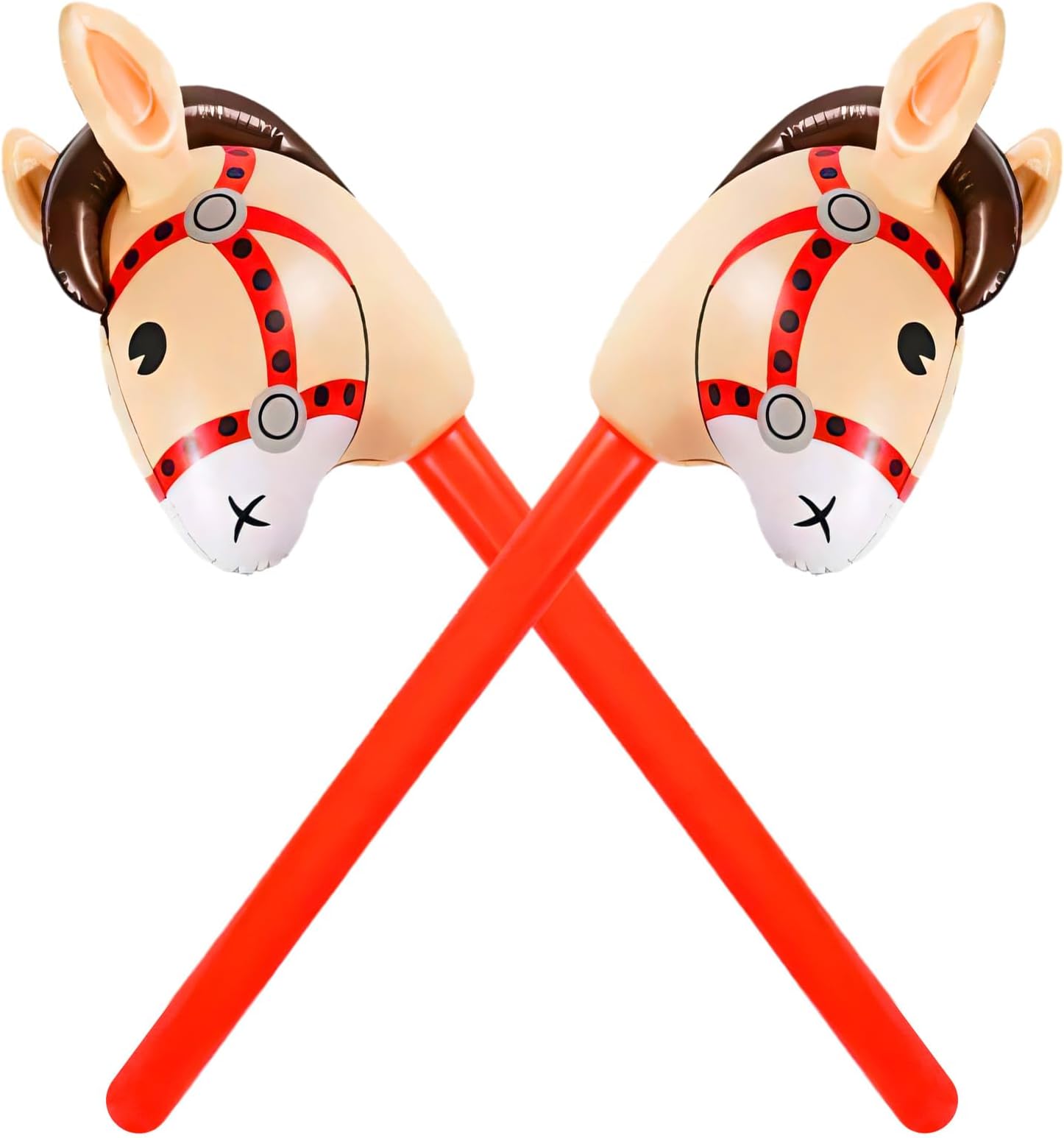 2PCS Inflatable Horse Stick Toys, Inflatable Horse Head Stick Balloon
