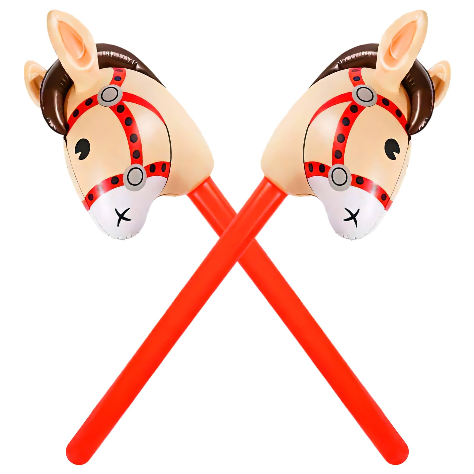2PCS Inflatable Horse Stick Toys, Cute Inflatable Horse Head Stick Balloon Pony Balloon Sticks Birthday Decorations, Suitable for Children's Theme Party, Birthday Party
