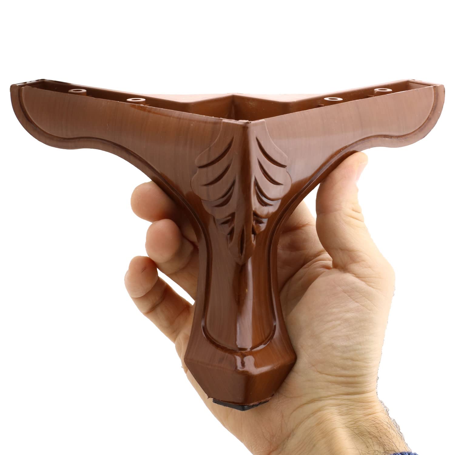 Badem10 Lukens Mobilya Kanepe Koltuk Ayağı Kahverengi Ahşap Desenli Baza Ayak 14 cm (4 ADET)