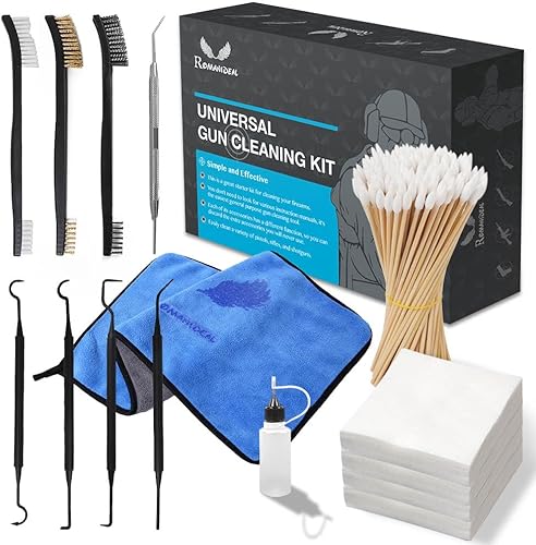 Kits de limpieza de 12 piezas de cepillos para pistola, incluye púas de limpieza de cepillo de doble extremo, parches de limpieza, hisopos de