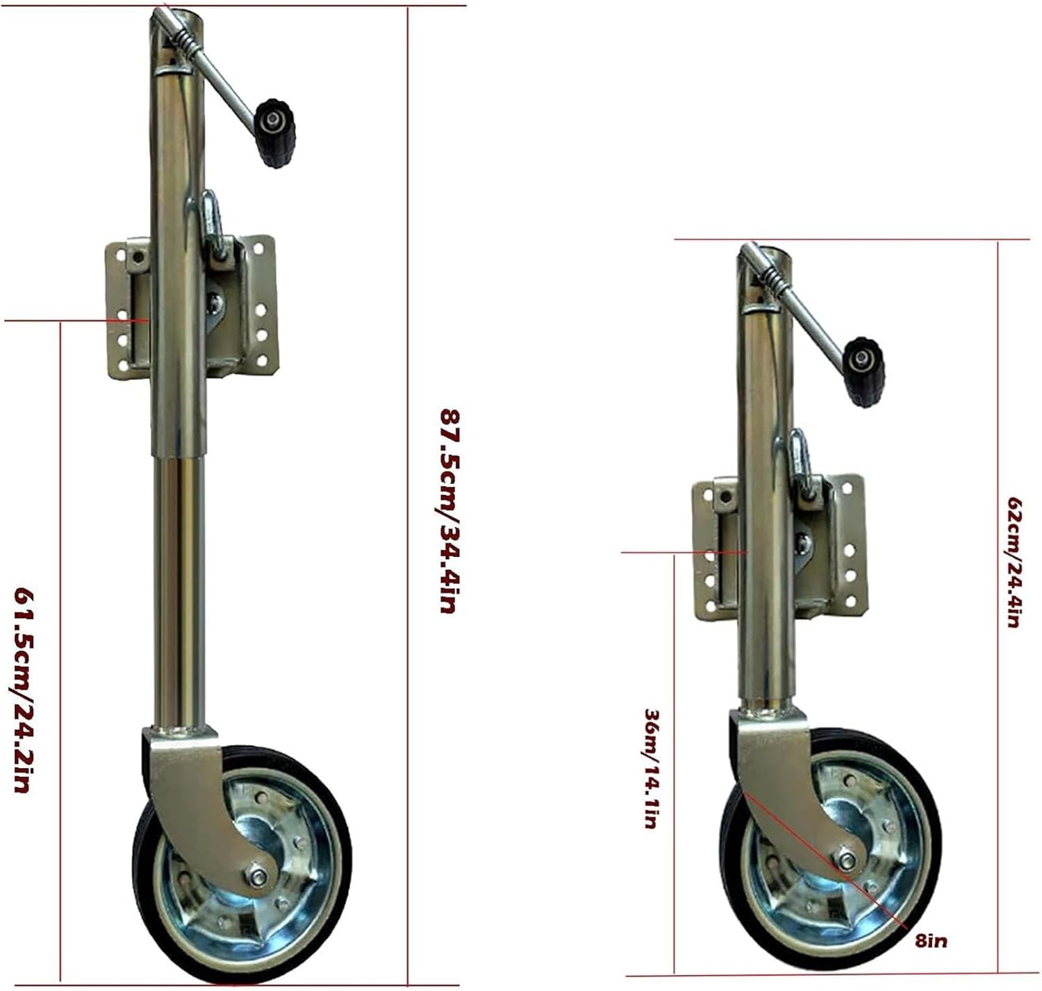 Trailer Jack Wheel - Boat Trailer Jack - Folding Jockey Wheel Support, Heavy-Duty Swivel Mount,1500 Lbs Capacity, 10.2'' Lift,8'' Steel Rim for Boat, Motorhome, Yacht,(