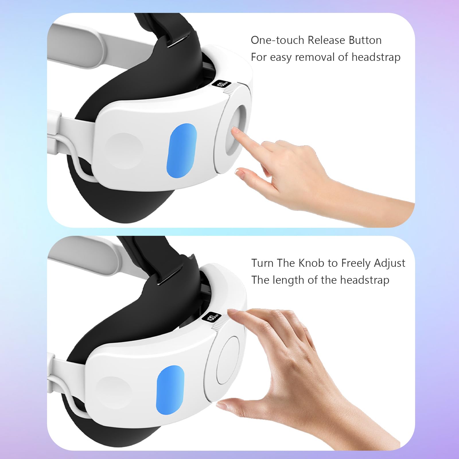 ARCELI Sangle de tête Compatible avec Quest 3, Remplacement de la Sangle Elite avec Batterie 6000mAh, Bouton de déverrouillage en Un clic et Affichage numérique, VR Accessoire