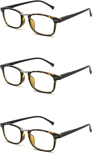 EYE ZOOM Paquete de 3 lentes de lectura de estilo retro para hombres y mujeres, color negro y tortuga