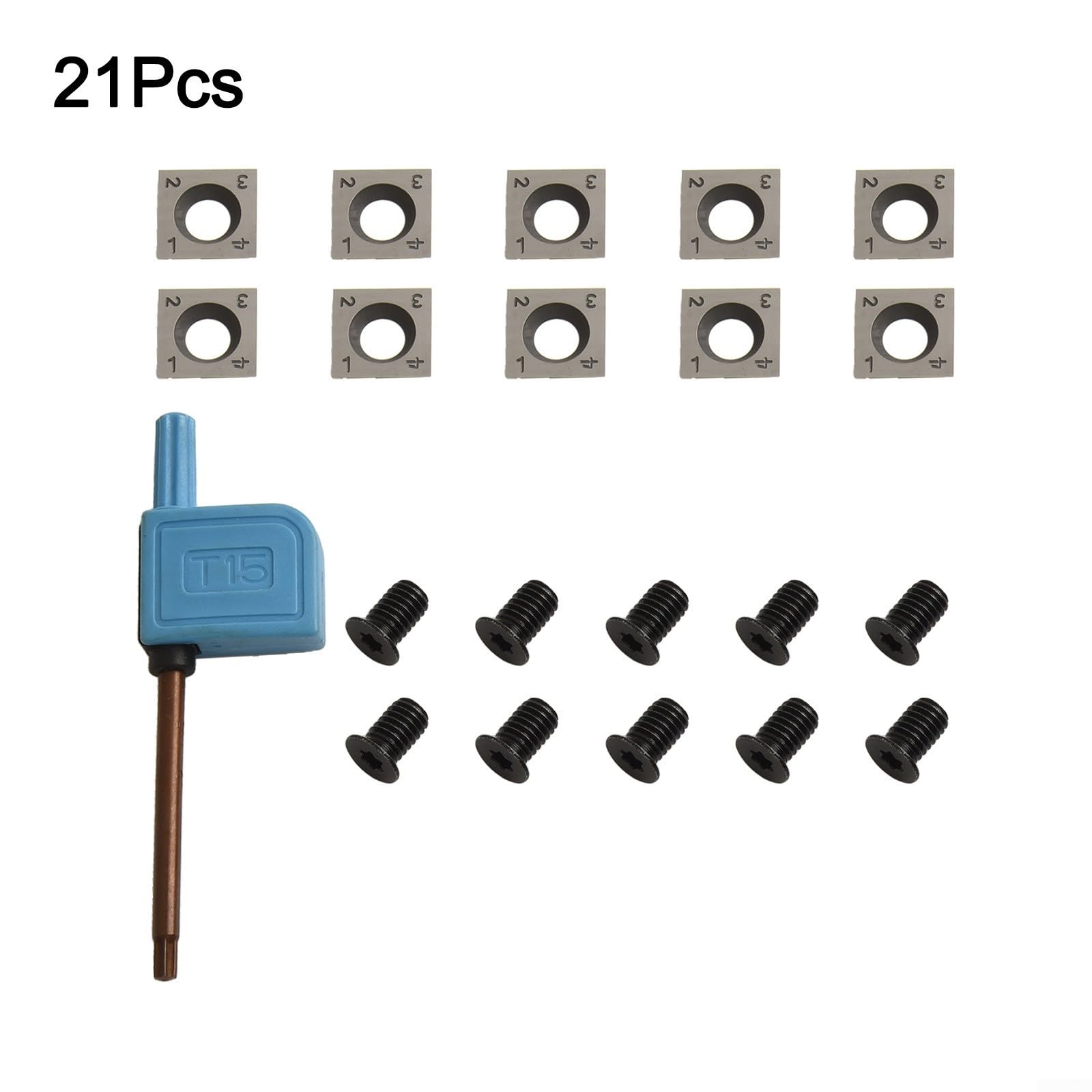 Lot de 10 inserts en carbure de tungstène 14 x 14 x 2 mm pour outils de tournage à bois, excellentes lames de rechange pour projets de travail du bois
