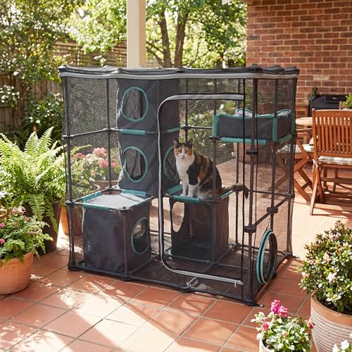 Kitty City Outdoor Catio Furniture & Play Kits for Cats - Outdoor Mega Kit, Exterior Cat Enclosure & Playpen, Catio for Enclosed Outside or Indoor Exploring, Kitten Exercise Pen or Kennel, Kitty Tent