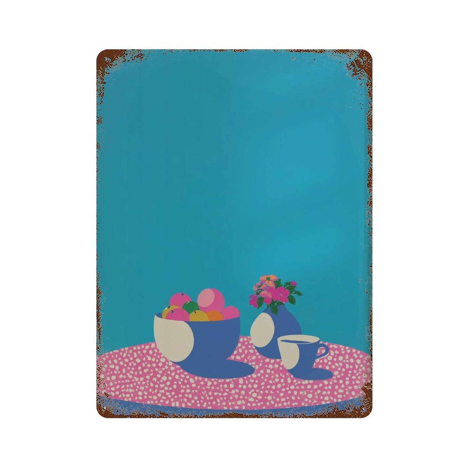 xiaoxiaoshen Minimal Modern Pop Blue And Pink Decor. Playful Home Decor Wall Decor Art Metal Tin Poster Modern Home Decor Art Home Bar Shop Decorations Vintage Sign 40x30cm