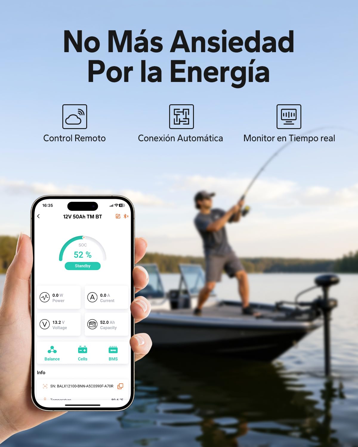 Litime Batería de Litio 12V 50Ah Bluetooth con Protección Baja Temperatura, Baterías LiFePO4 12V 50Ah con 50A BMS, Max 15000+ Ciclos, para Motores Trolling, Barca, Sondas Pesca, Autocaravana, Camper