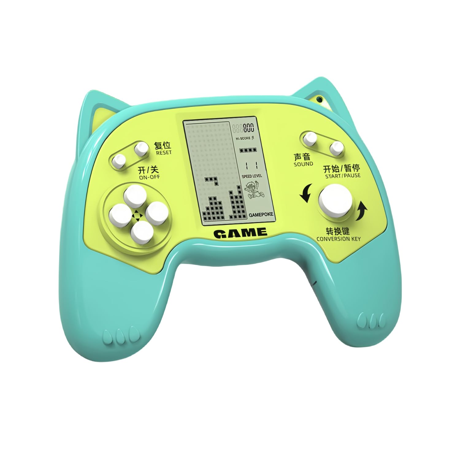 TAQYミニキューブゲーム機萌え猫スタイル26種2574レンガゲーム戦車大戦/レーシングカー子供電子ゲーム機手持ち積み木ゲーム機レトロ携帯玩具子供/友達/祝日プレゼント (Green)