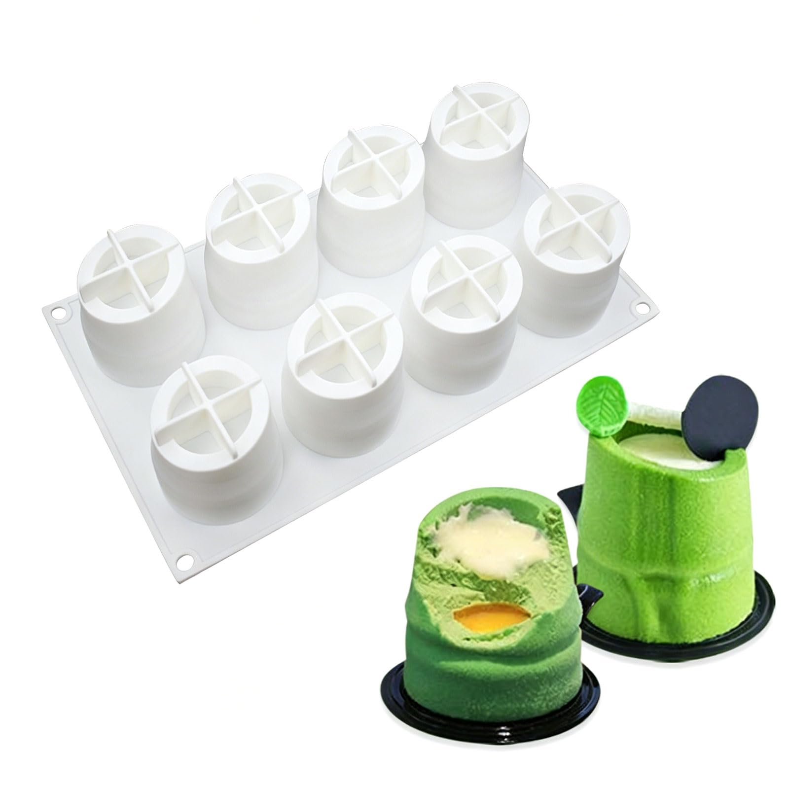 Whoasyst 8 Cavity Shape Silicone Mousses Cake Molds for Baking Chocolate Candy and Soap Making Supplies Dessert Molds