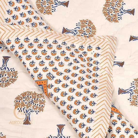 Image of EMIOUR 400 TC Pure Cotton Soft Jaipuri AC Quilt /Razai /Rajai Floral Print,Jaipuri razai Double Bed for Winter Printed (Multicolor, Double Bed, 90 x 105 inch) (Design 1, Single Bed)