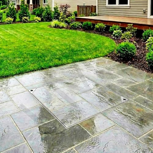 Image of LMC Stainless Steel Hidden Manhole Cover Stone Recessed (Heavy Duty) 18-Inches(450x450mm)