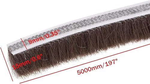 Miniatura 2 de Burlete de 0.6 pulgadas de ancho x 0.35 pulgadas de grosor x 16.4 pies de largo con respaldo adhesivo, cepillo de fieltro para tira de sellado de