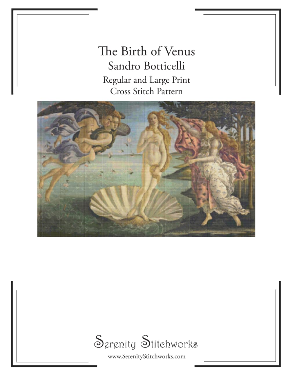 The Birth of Venus Cross Stitch Pattern – Sandro Botticelli: Regular and Large Print Cross Stitch Pattern