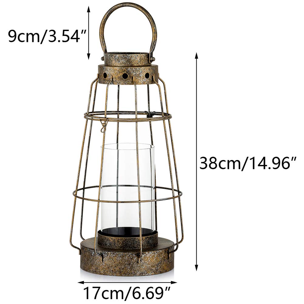 NUPTIO Dekoracyjna latarnia, duża, wisząca kolumna huraganu, świecznik na stół, vintage, rozproszona, shabby chic, latarnia ze szkłem, do mieszkania, na wesele, taras