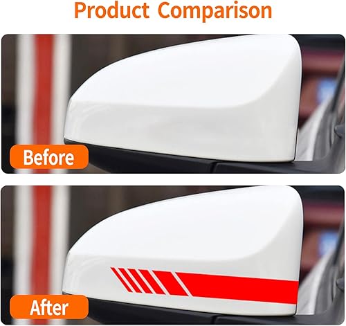 Miniatura 3 de TimNas 2 calcomanías para espejo retrovisor de automóvil, 5.51 x 1.18 pulgadas, calcomanías reflectantes para espejo retrovisor de automóvil (rojo)