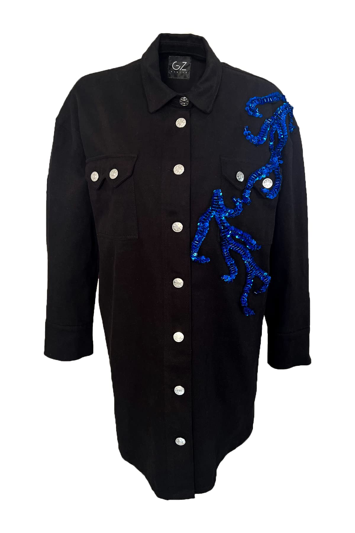 GZ DesignBranch Embroidered Long Jean Jacket